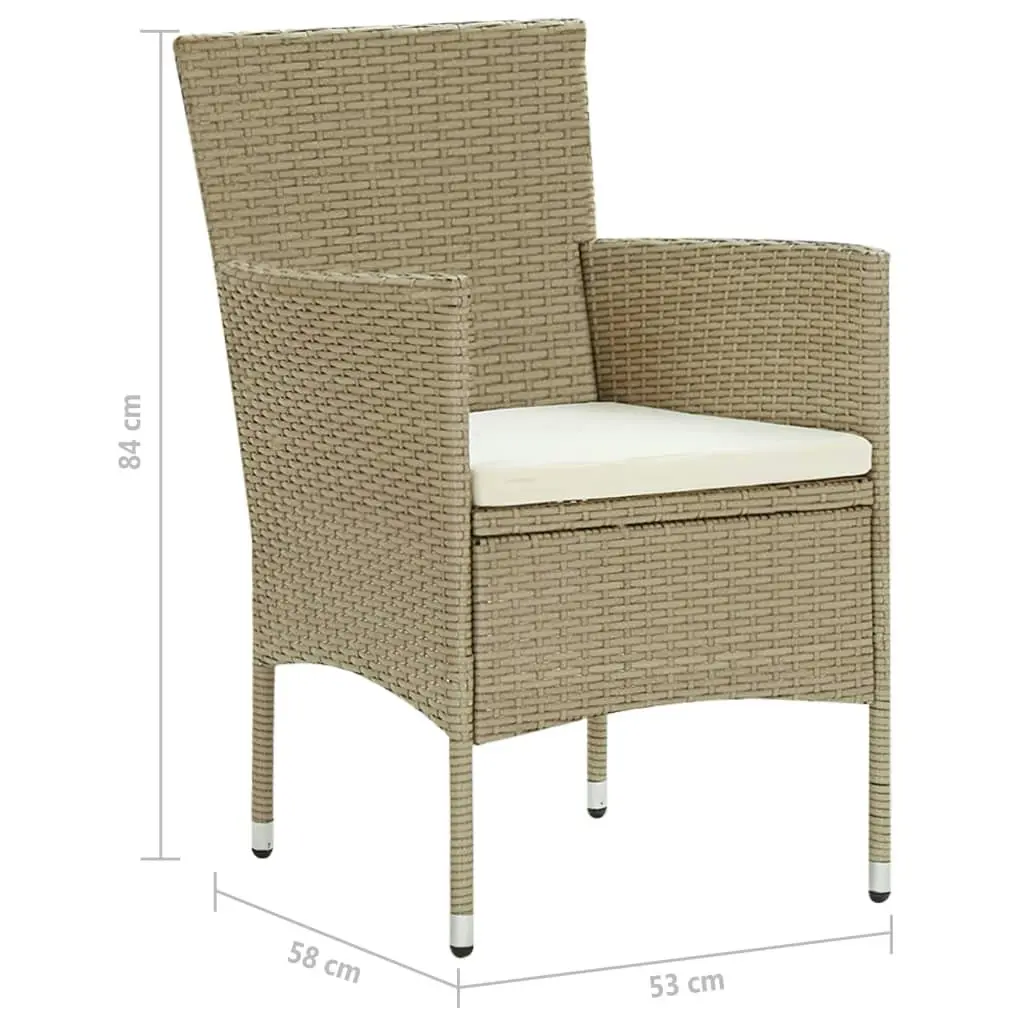 Garden Dining Chairs 2 pcs Poly Rattan Beige 310553