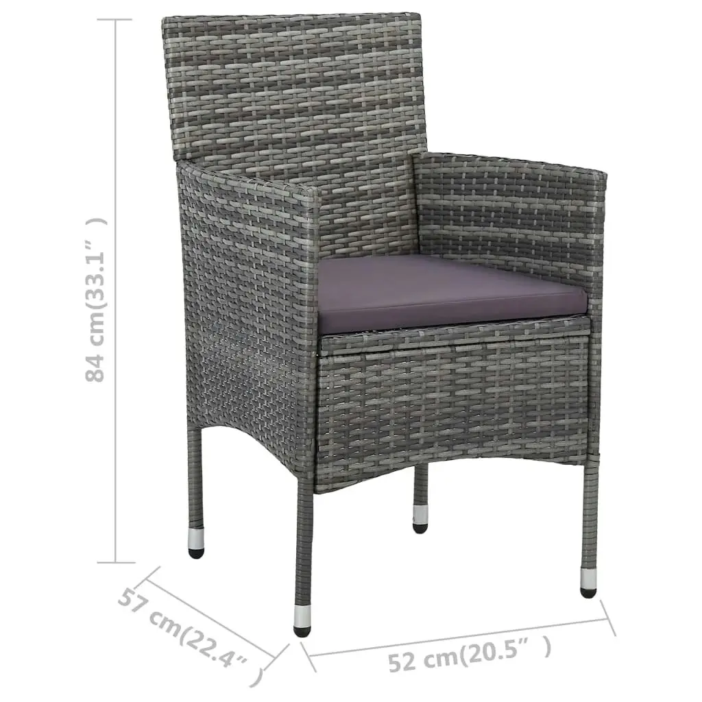 Garden Dining Chairs 2 pcs Poly Rattan Grey 46180