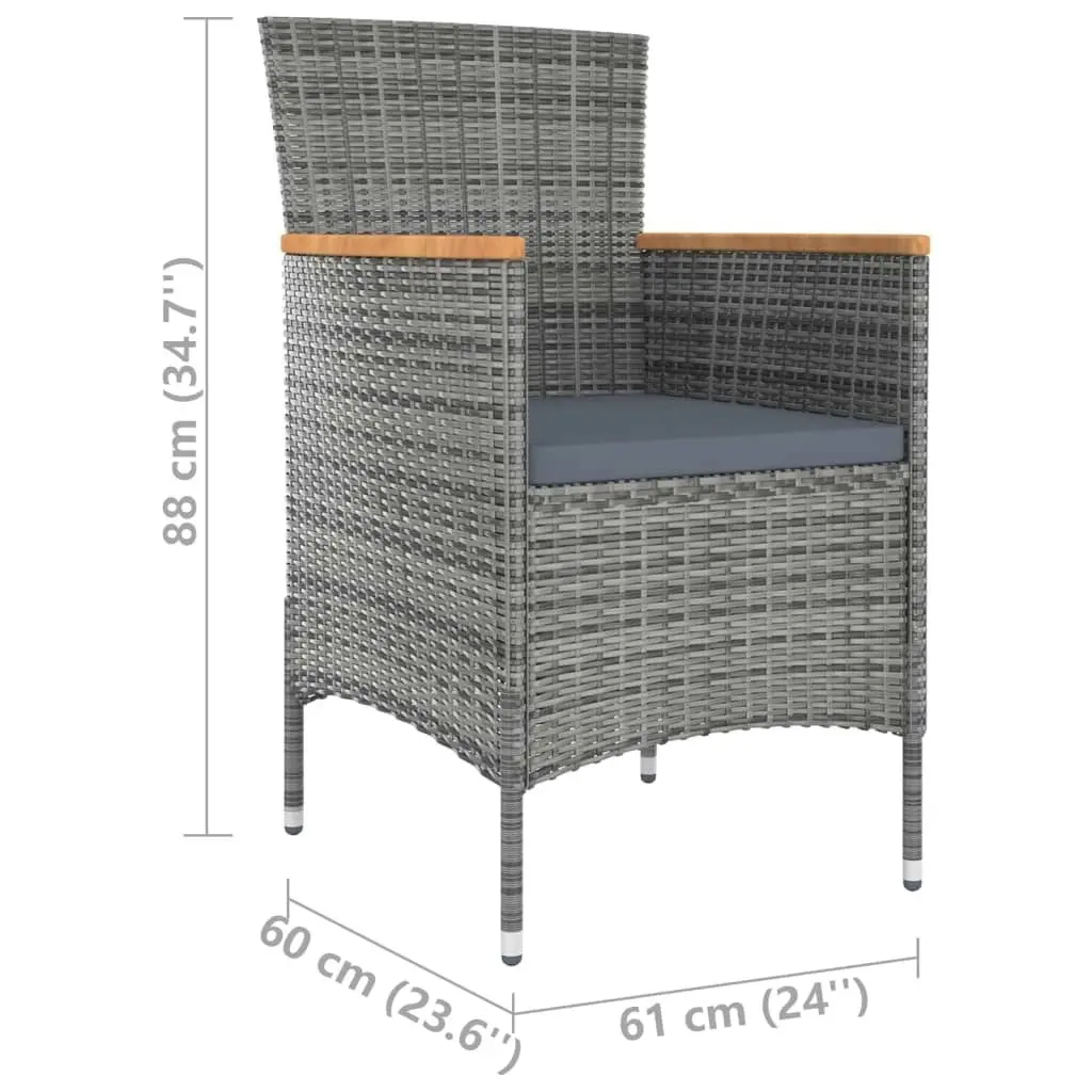 Garden Dining Chairs 4 pcs Poly Rattan Grey 316696