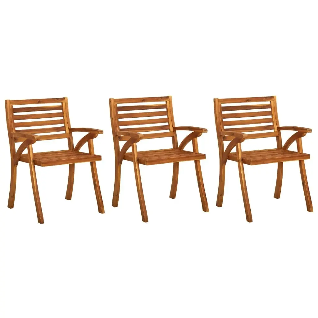 Garden Dining Chairs with Cushions 3 pcs Solid Acacia Wood 3060784