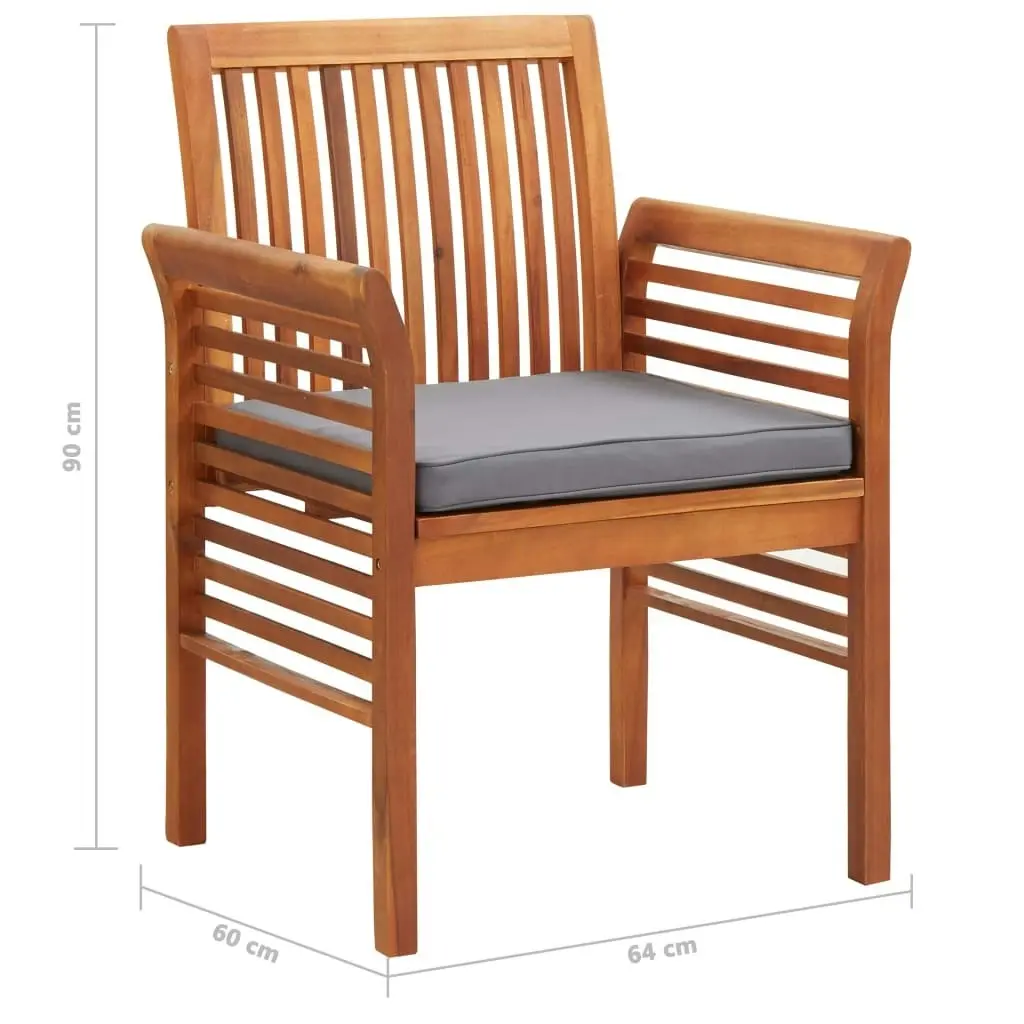 Garden Dining Chairs with Cushions 2 pcs Solid Acacia Wood 45970