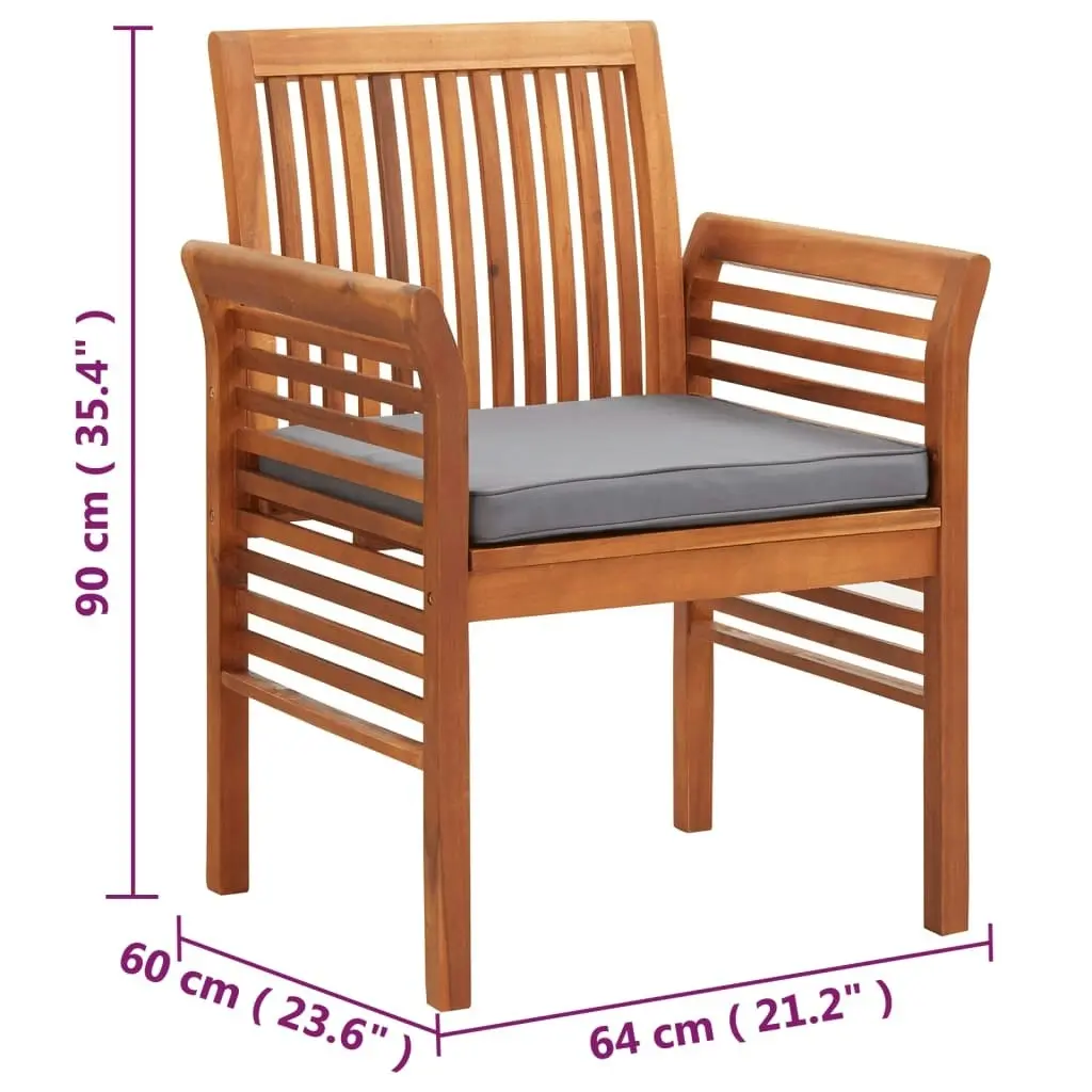 Garden Dining Chairs with Cushions 4 pcs Solid Wood Acacia 3120452