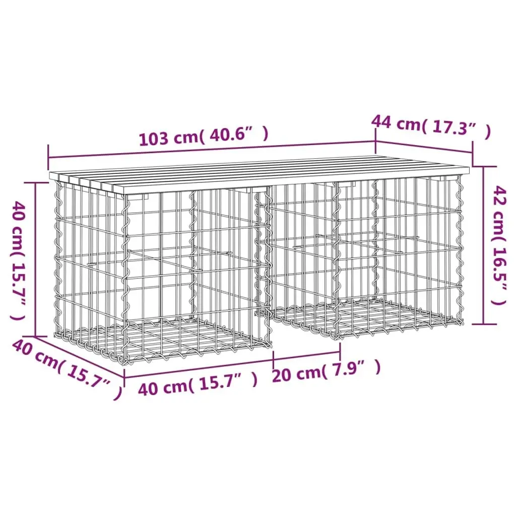 Garden Bench Gabion Design 103x44x42 cm Solid Wood Douglas 834339