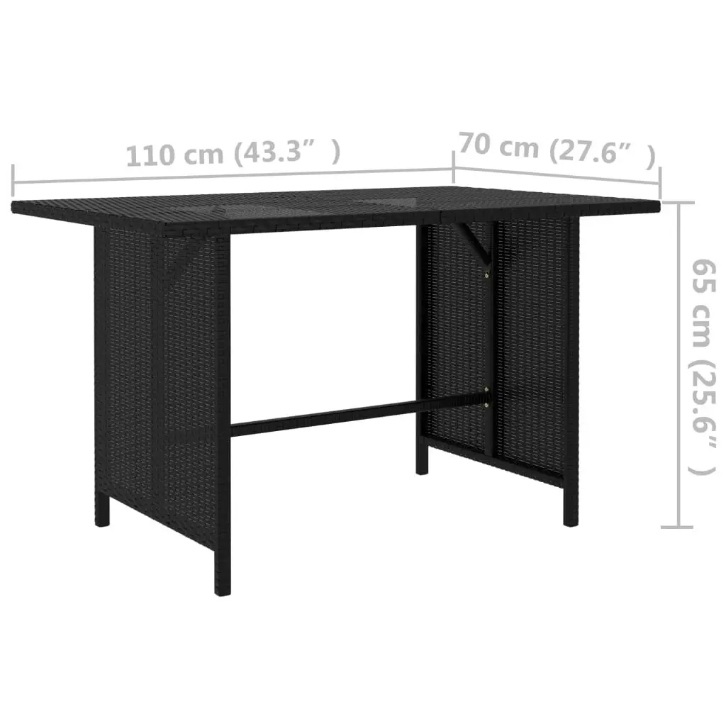 Garden Dining Table Black 110x70x65 cm Poly Rattan 313511