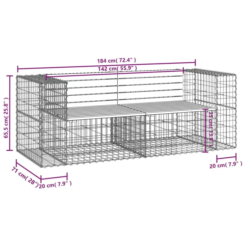 Garden Bench Gabion Design 184x71x65.5 cm Solid Wood Douglas 3196237