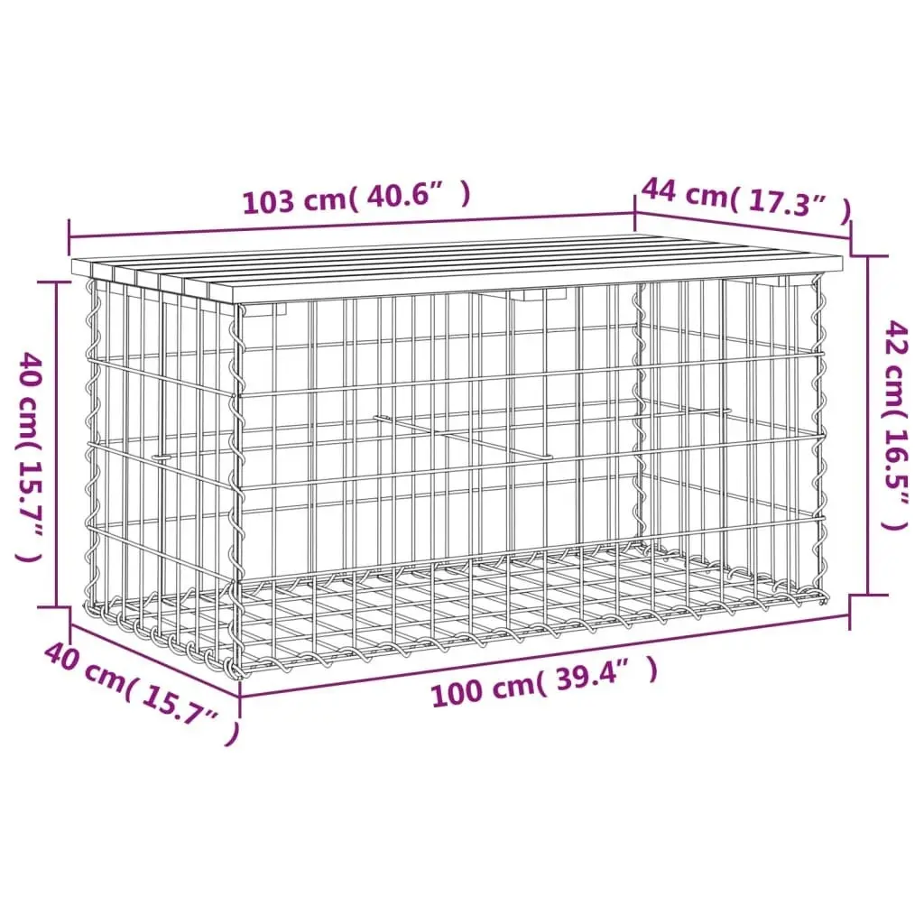 Garden Bench Gabion Design 103x44x42 cm Solid Wood Pine 834359