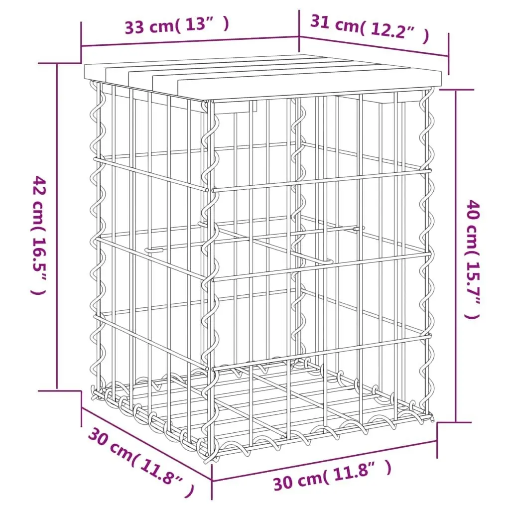 Garden Bench Gabion Design 33x31x42 cm Solid Wood Pine 834326