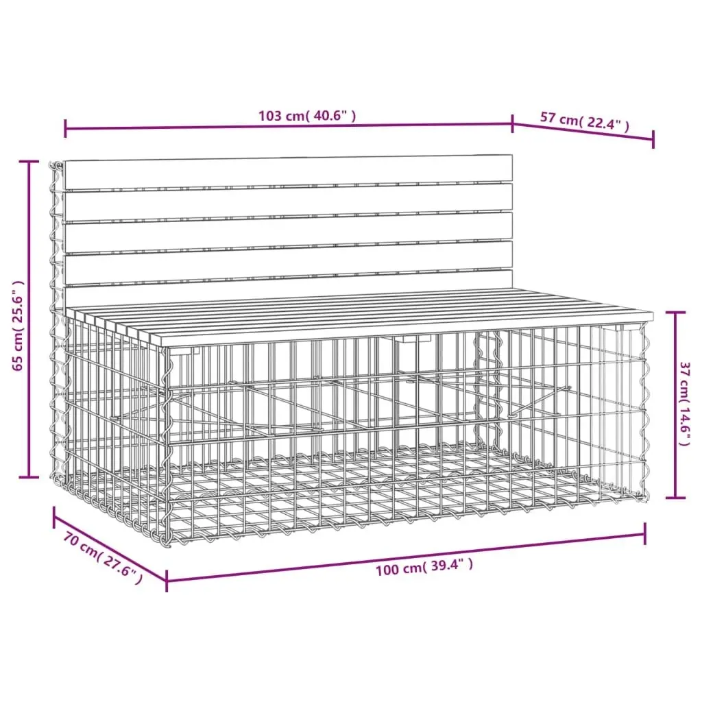 Garden Bench Gabion Design 103x70x65 cm Solid Wood Pine 834374