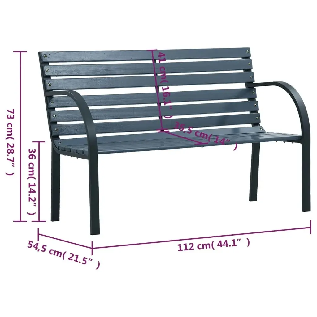 Garden Bench Grey 112 cm Solid Wood Fir 319574