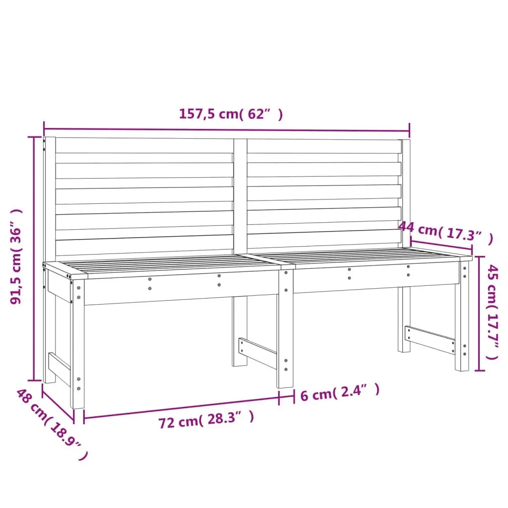 Garden Bench White 157.5 cm Solid Wood Pine 824040