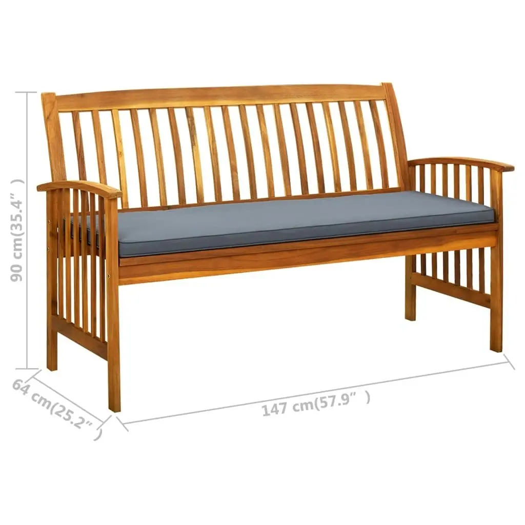 Garden Bench with Cushion 147 cm Solid Acacia Wood 312135