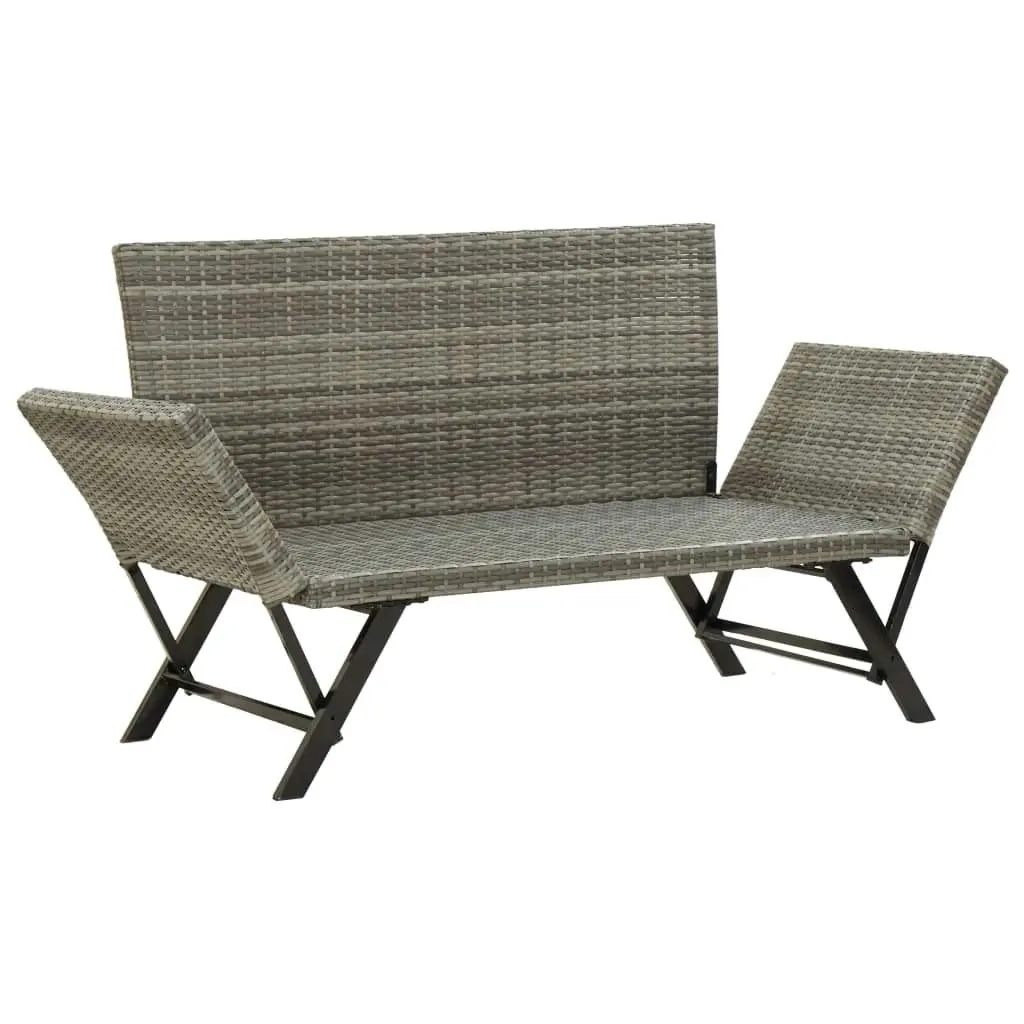 Garden Bench with Cushions 176 cm Grey Poly Rattan 46232