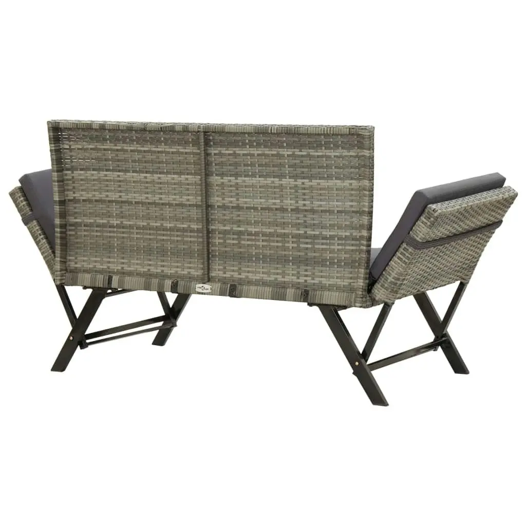 Garden Bench with Cushions 176 cm Grey Poly Rattan 46232