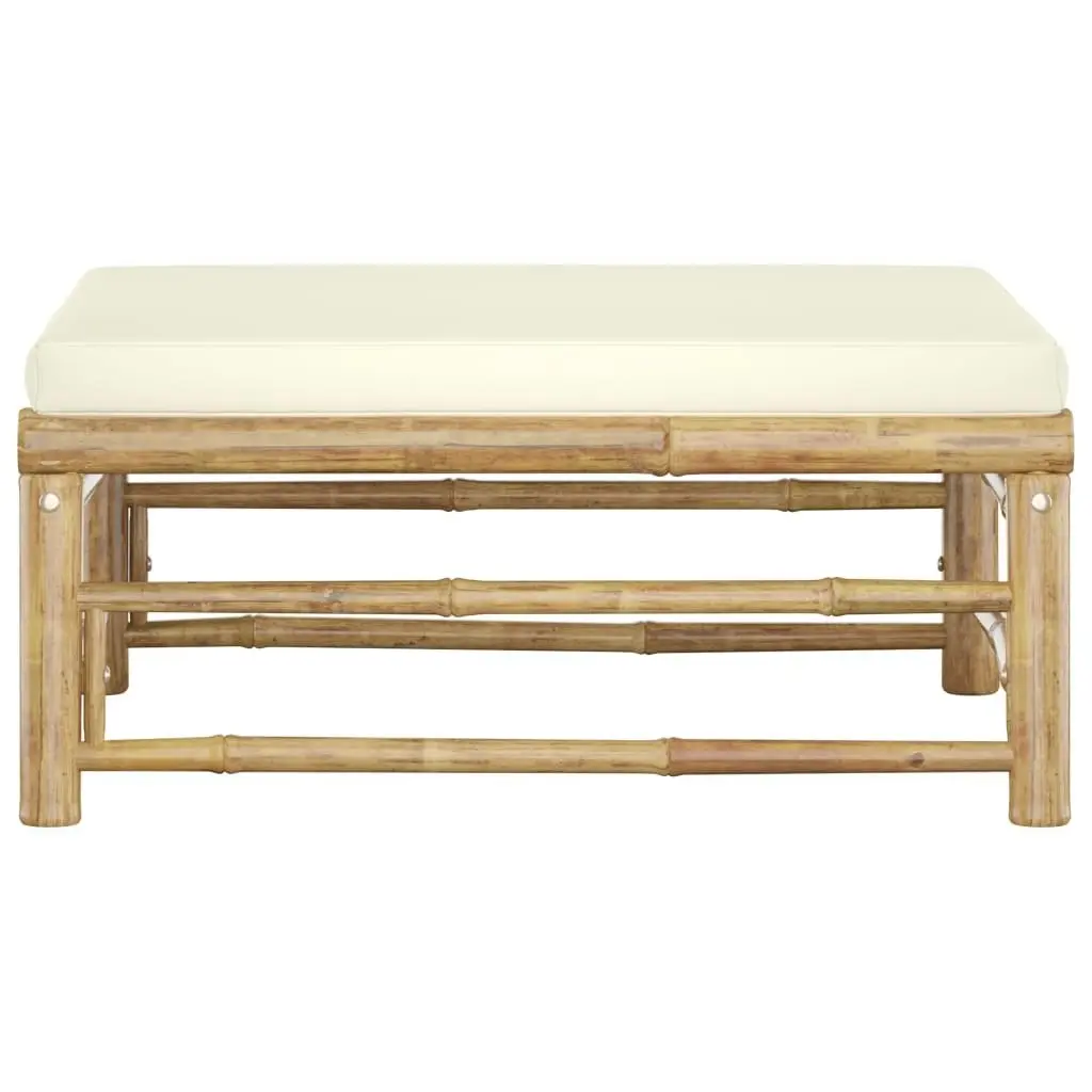 Garden Footrest with Cream White Cushion Bamboo 313147