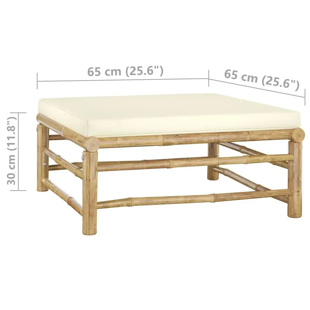 Garden Footrest with Cream White Cushion Bamboo 313147