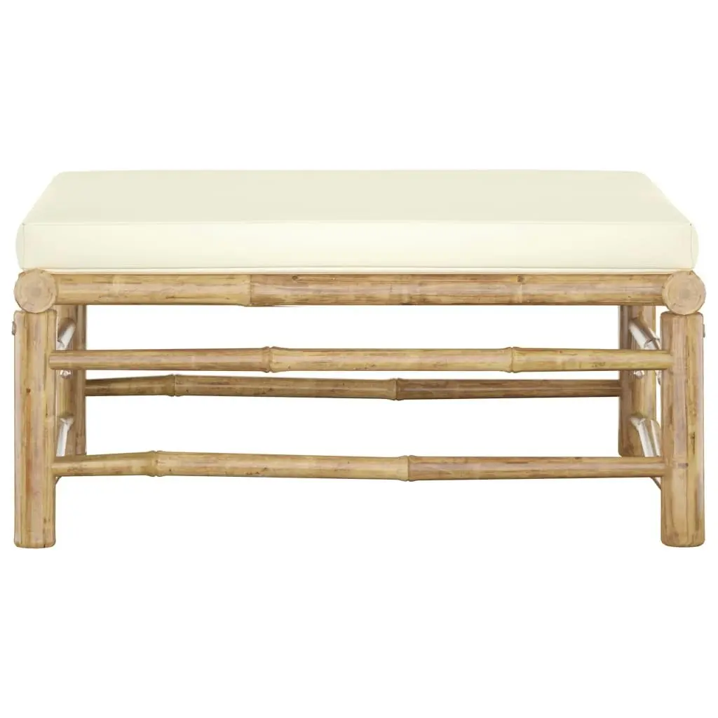 Garden Footrest with Cream White Cushion Bamboo 313147