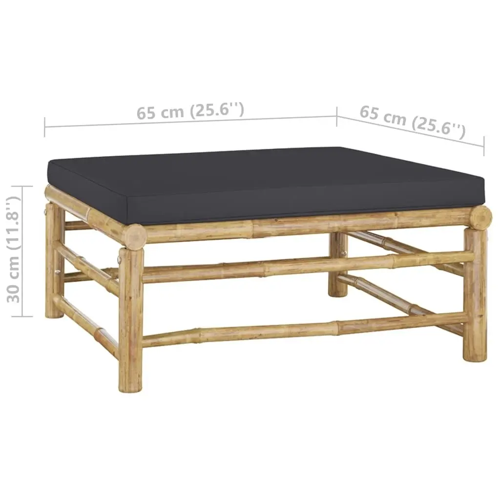 Garden Footrest with Dark Grey Cushion Bamboo 313155