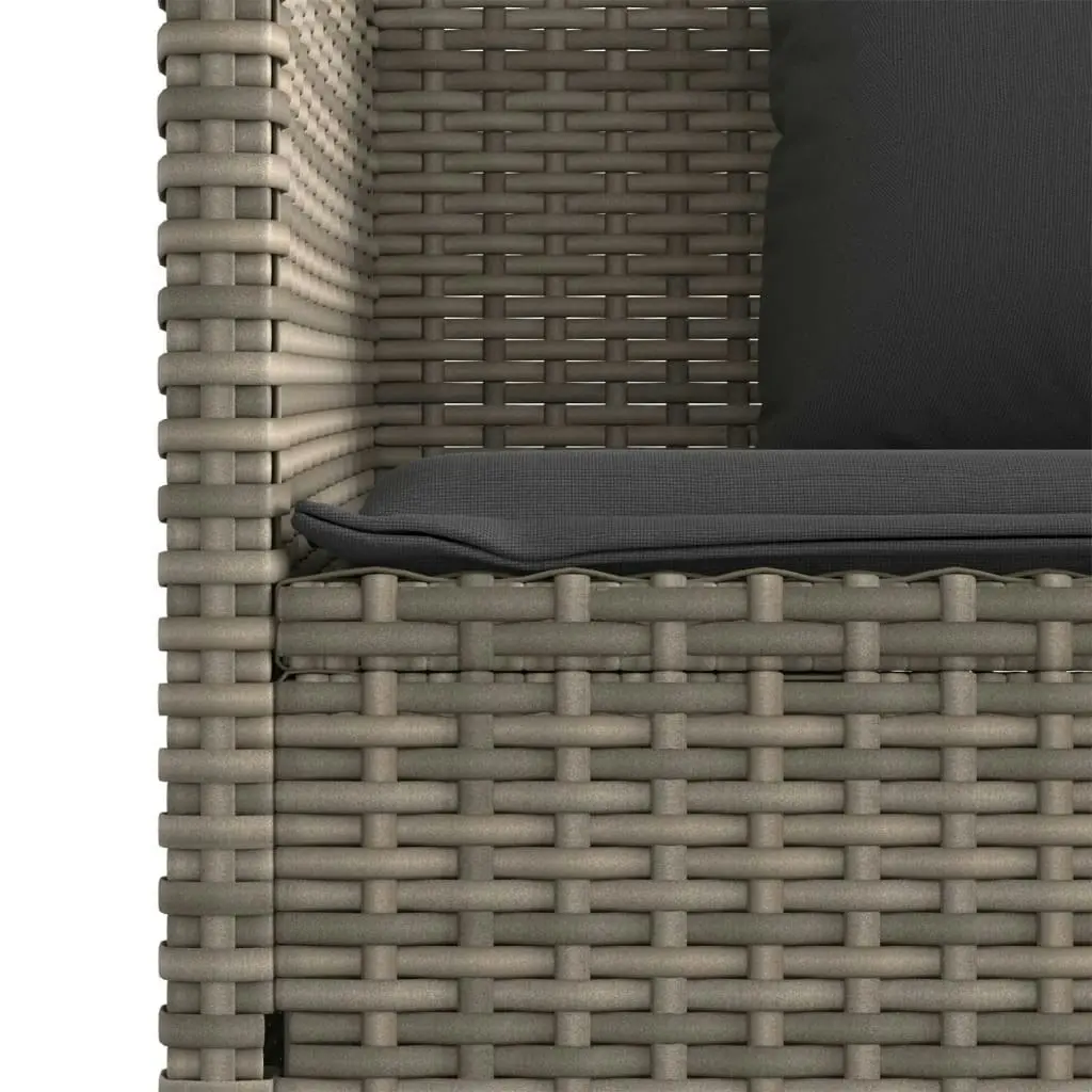 Garden Bench with Cushions Grey Poly Rattan 365763