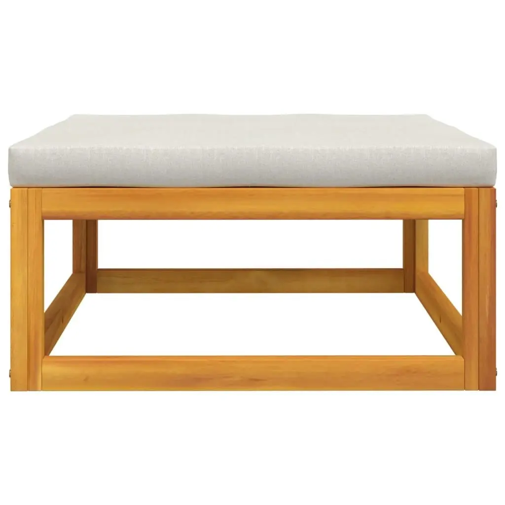 Garden Footrest with Light Grey Cushion Solid Wood Acacia 360014