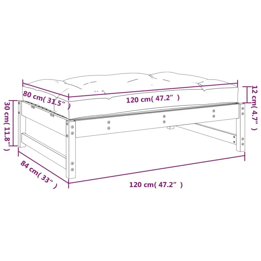 Garden Footstool 120x80 cm Impregnated Wood Pine 825743