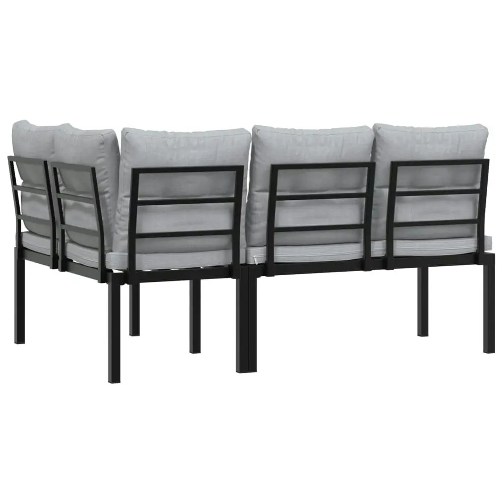 Garden Benches 2 pcs with Cushions Black Powder-coated Steel 4008566