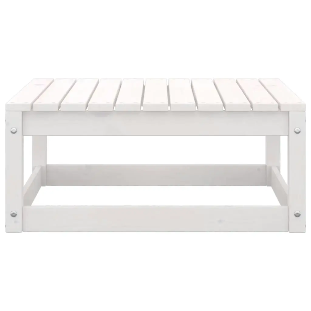 Garden Footstool with Cushion White Solid Pinewood 805726