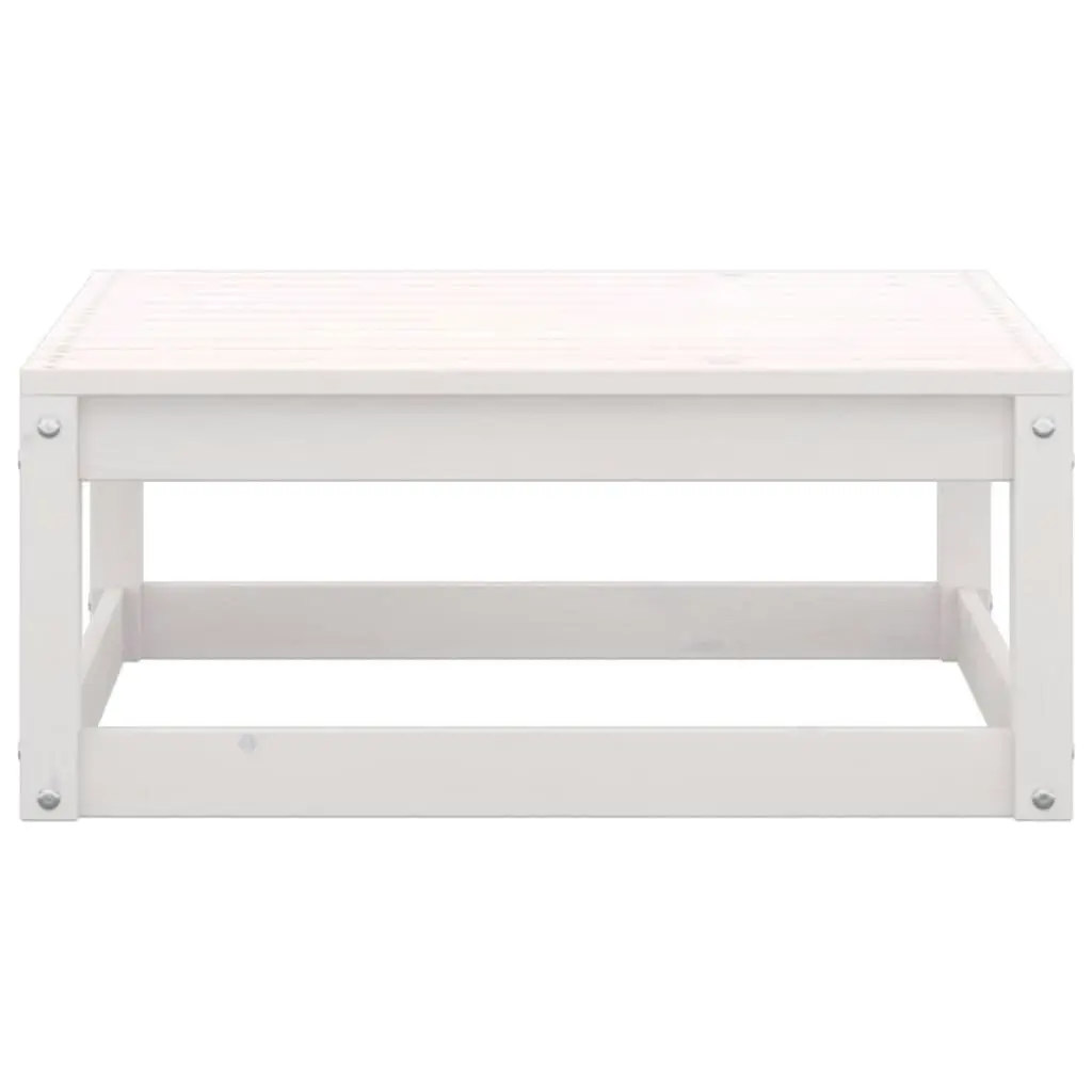 Garden Footstool with Cushion White Solid Pinewood 805726