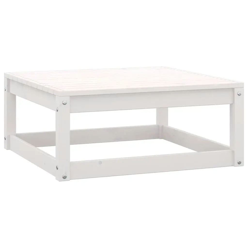 Garden Footstool with Cushion White Solid Pinewood 805726