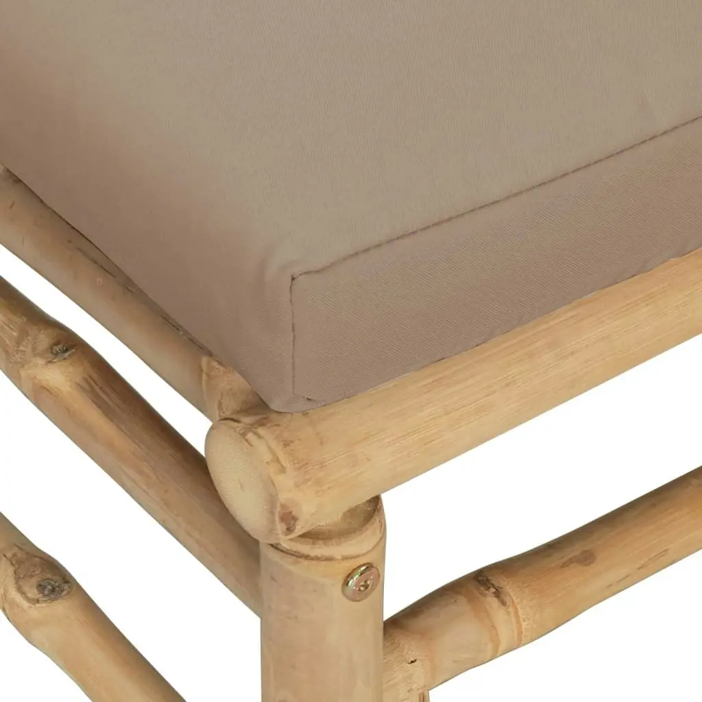 Garden Footstool with Taupe Cushion Bamboo 362288