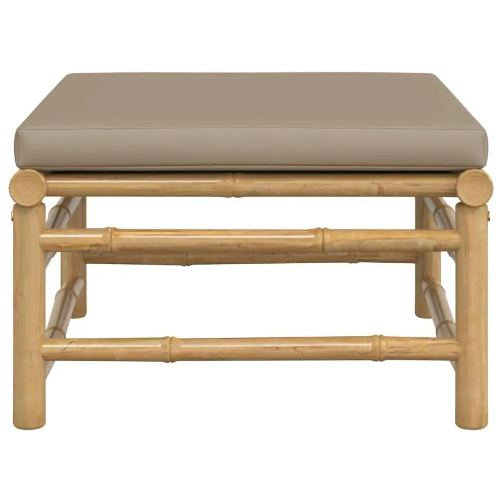 Garden Footstool with Taupe Cushion Bamboo 362288