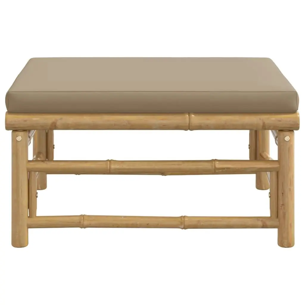 Garden Footstool with Taupe Cushion Bamboo 362288