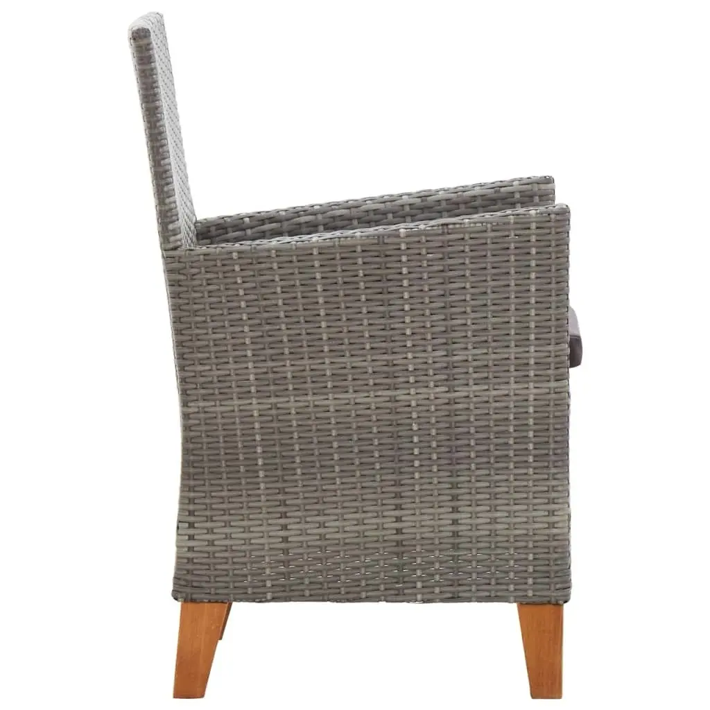 Garden Chairs 2 pcs with Cushions Poly Rattan Grey 46003