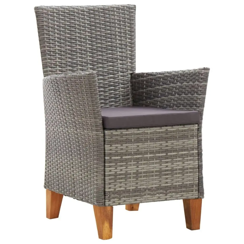 Garden Chairs 2 pcs with Cushions Poly Rattan Grey 46003