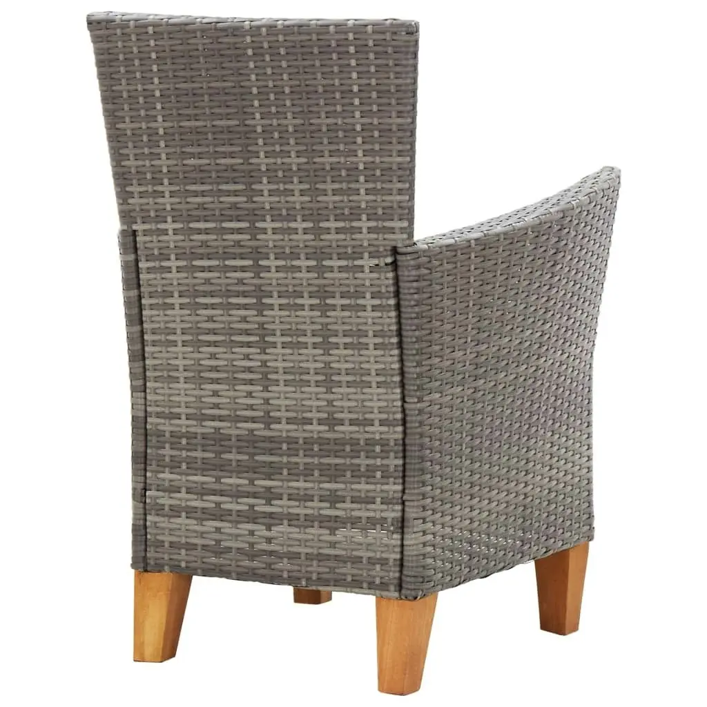 Garden Chairs 2 pcs with Cushions Poly Rattan Grey 46003