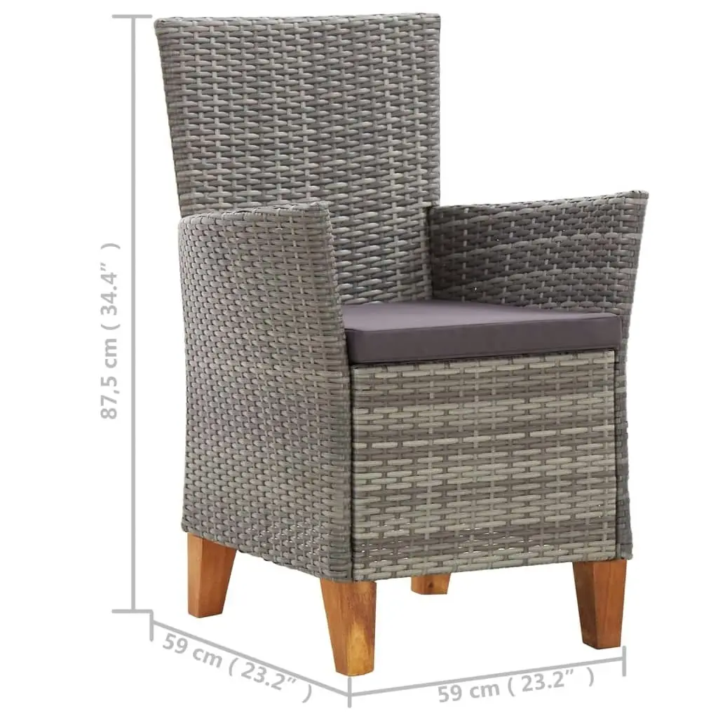 Garden Chairs 2 pcs with Cushions Poly Rattan Grey 46003