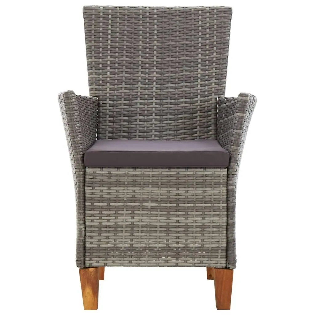 Garden Chairs 2 pcs with Cushions Poly Rattan Grey 46003