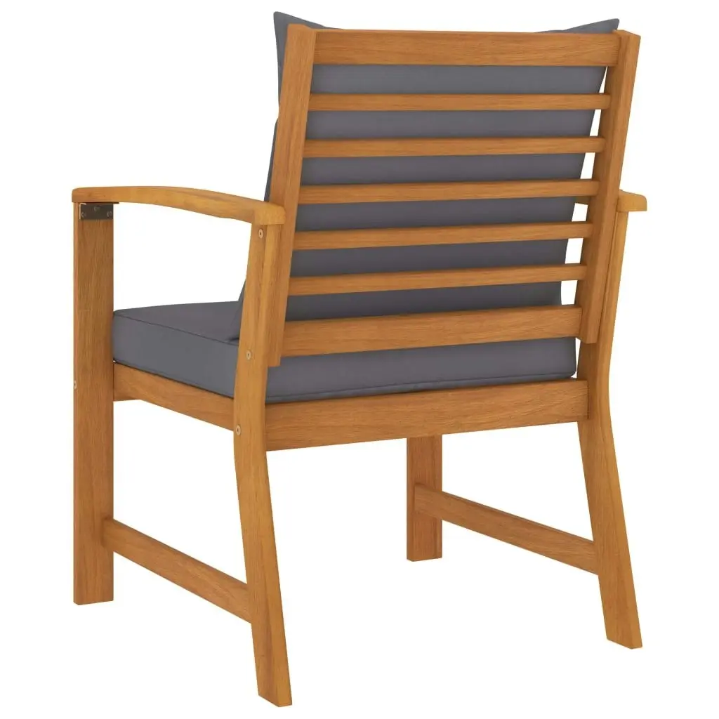 Garden Chairs 2 pcs with Dark Grey Cushion Solid Acacia Wood 311832