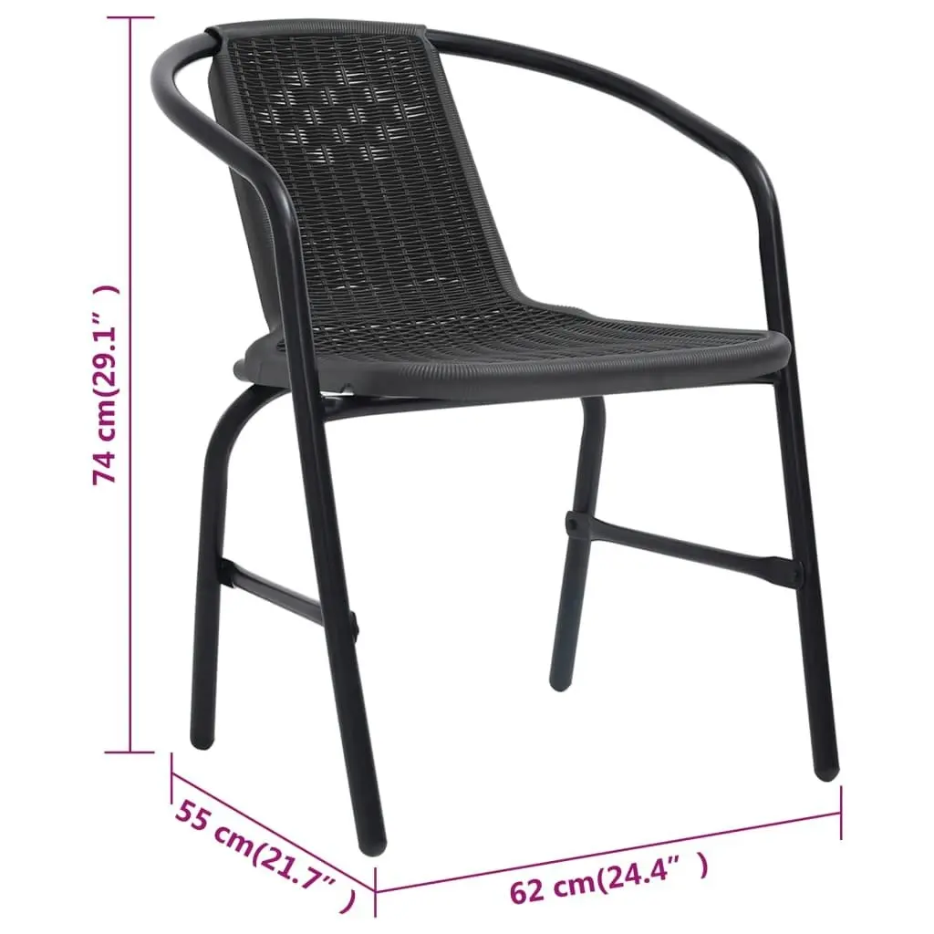 Garden Chairs 4 pcs Plastic Rattan and Steel 110 kg 3107703