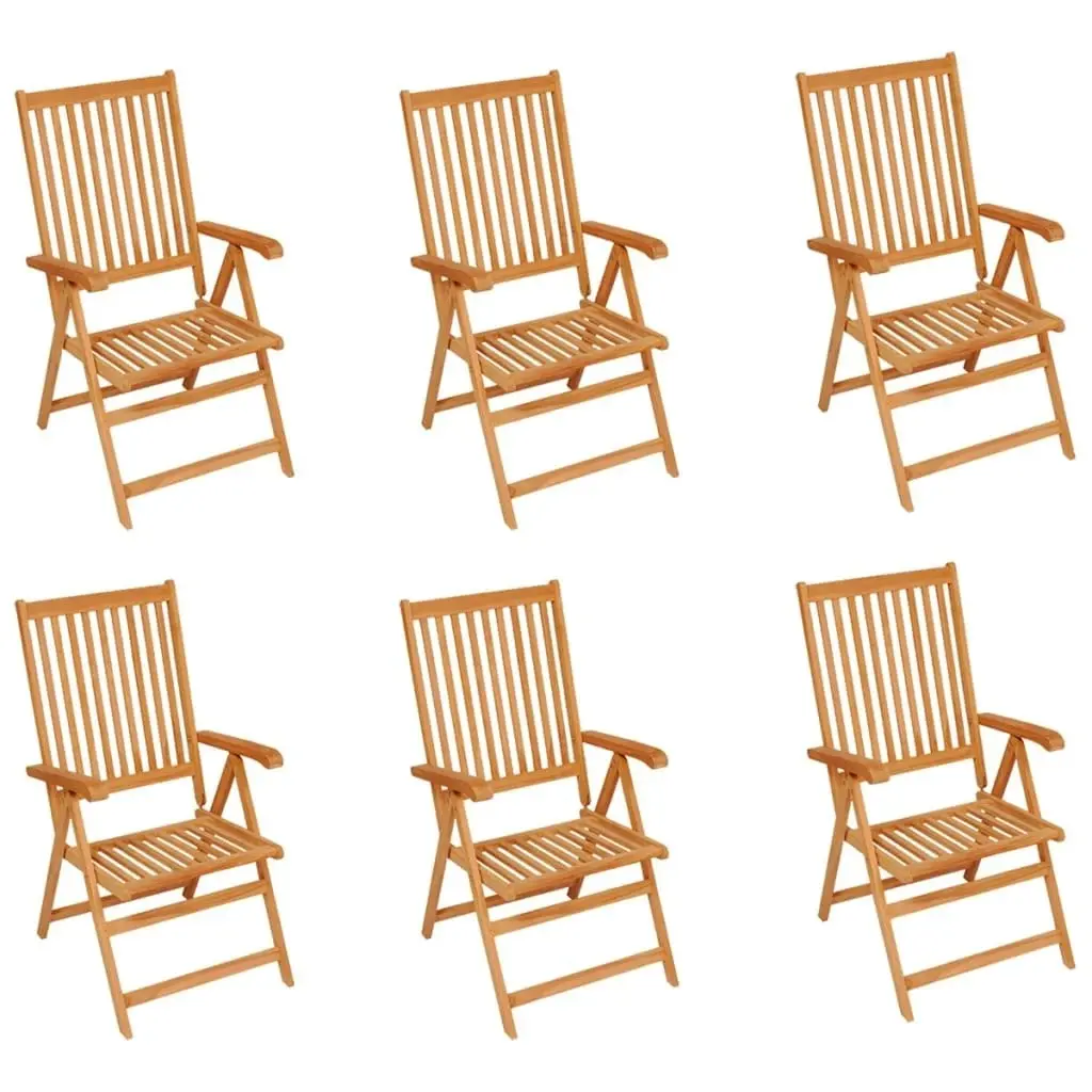 Garden Chairs 6 pcs with Black Cushions Solid Teak Wood 3065567