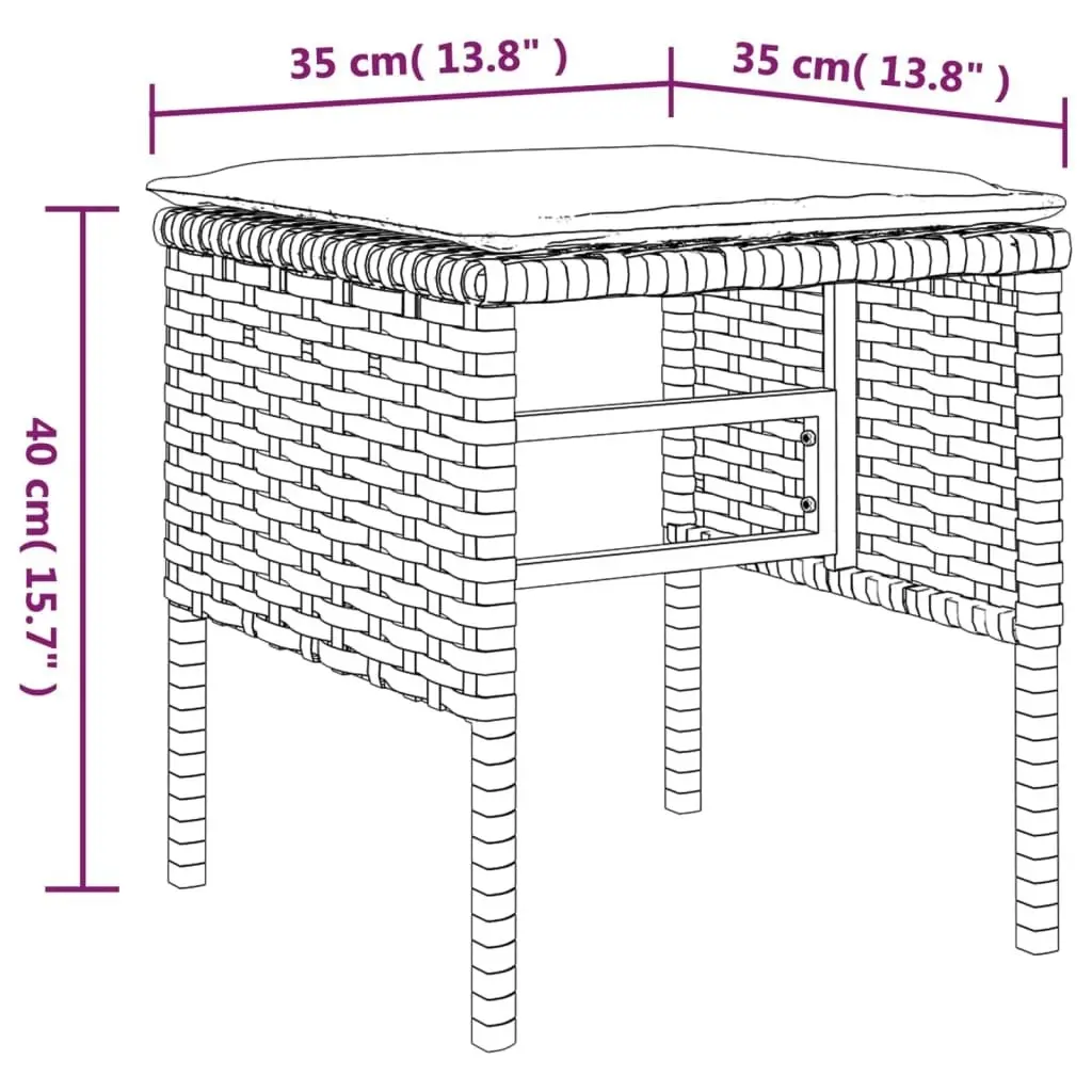 Garden Footstools with Cushions 4 pcs Grey Poly Rattan 362341