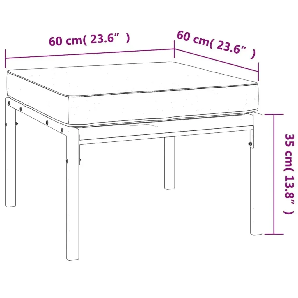 Garden Footstools with Grey Cushions 2 pcs 60x60x35 cm Steel 362719