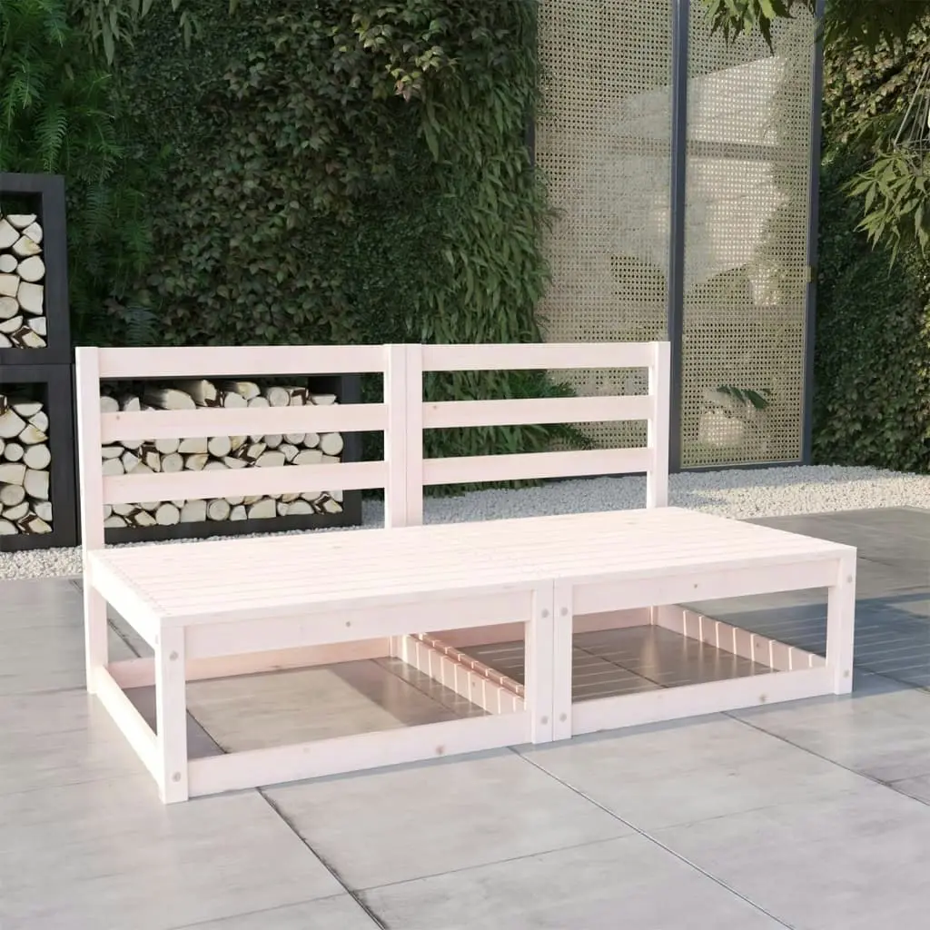 Garden 2-Seater Sofa White Solid Wood Pine 3075230