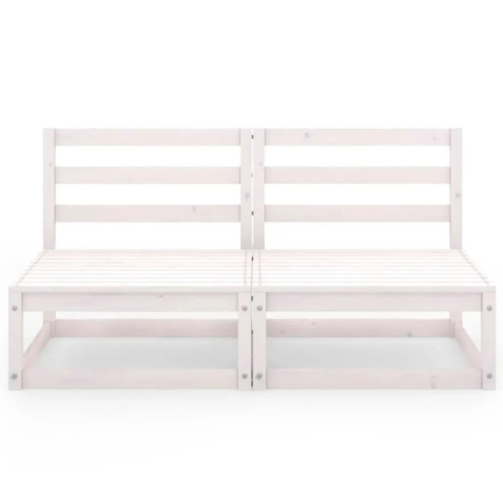 Garden 2-Seater Sofa White Solid Wood Pine 3075230