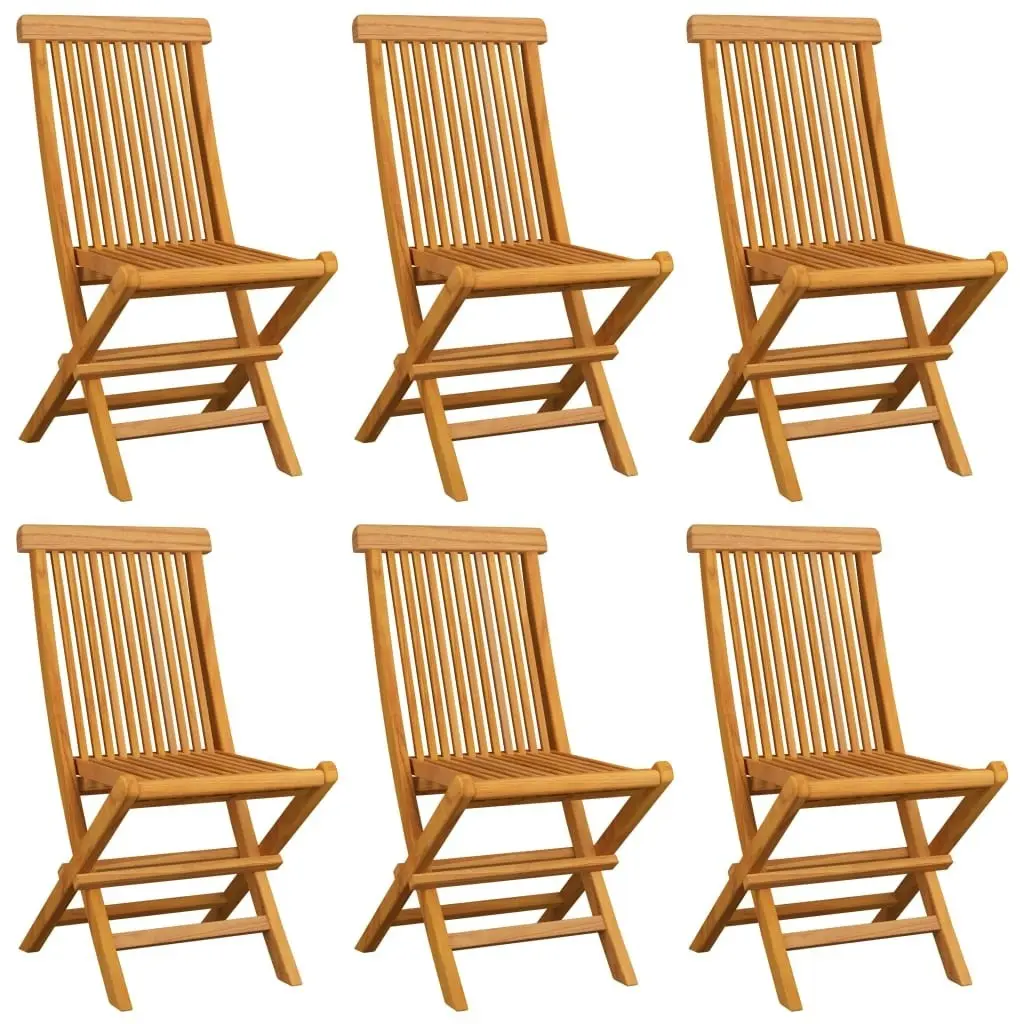 Garden Chairs with Anthracite Cushions 6 pcs Solid Teak Wood 3065605