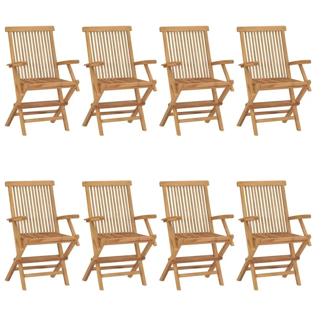 Garden Chairs with Anthracite Cushions 8 pcs Solid Teak Wood 3072904