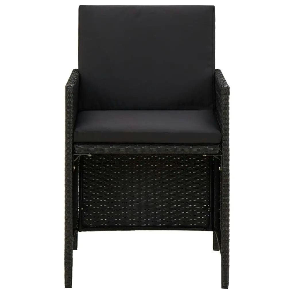 Garden Chairs with Cushions 2 pcs Poly Rattan Black 316755