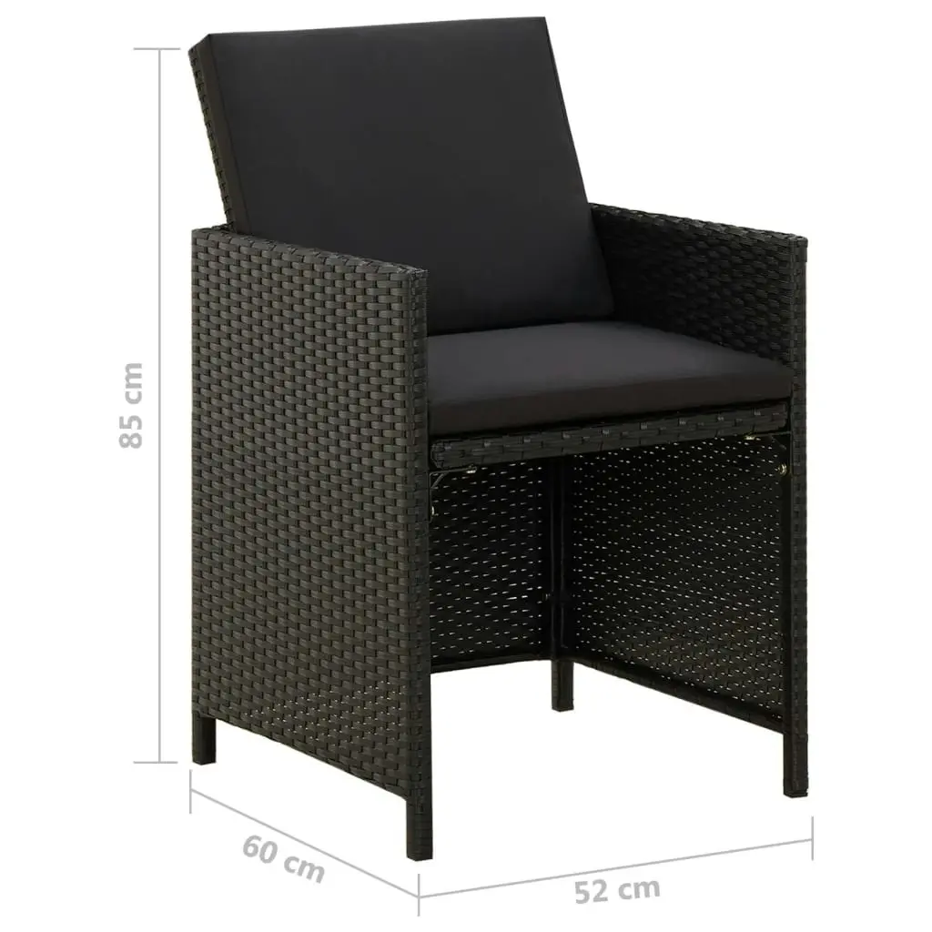 Garden Chairs with Cushions 2 pcs Poly Rattan Black 316755