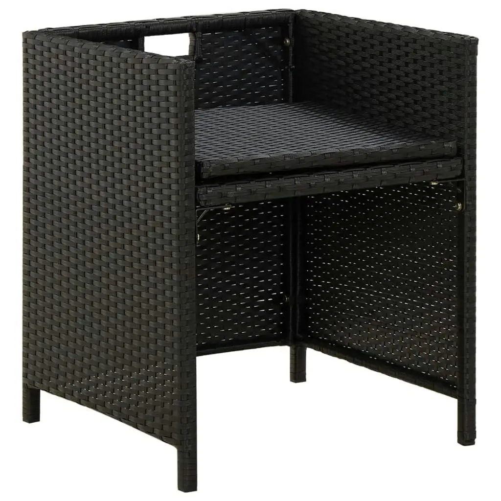 Garden Chairs with Cushions 2 pcs Poly Rattan Black 316755