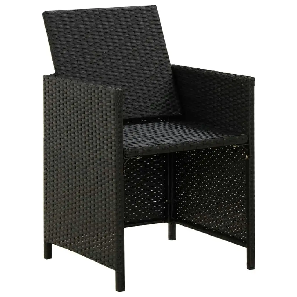 Garden Chairs with Cushions 2 pcs Poly Rattan Black 316755