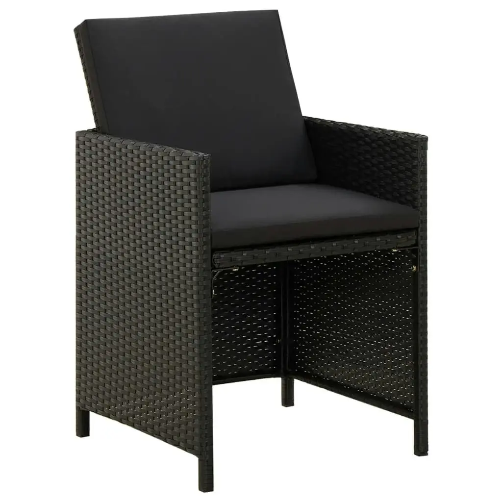 Garden Chairs with Cushions 2 pcs Poly Rattan Black 316755